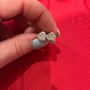 Heart-Shaped Silver Stud Earrings